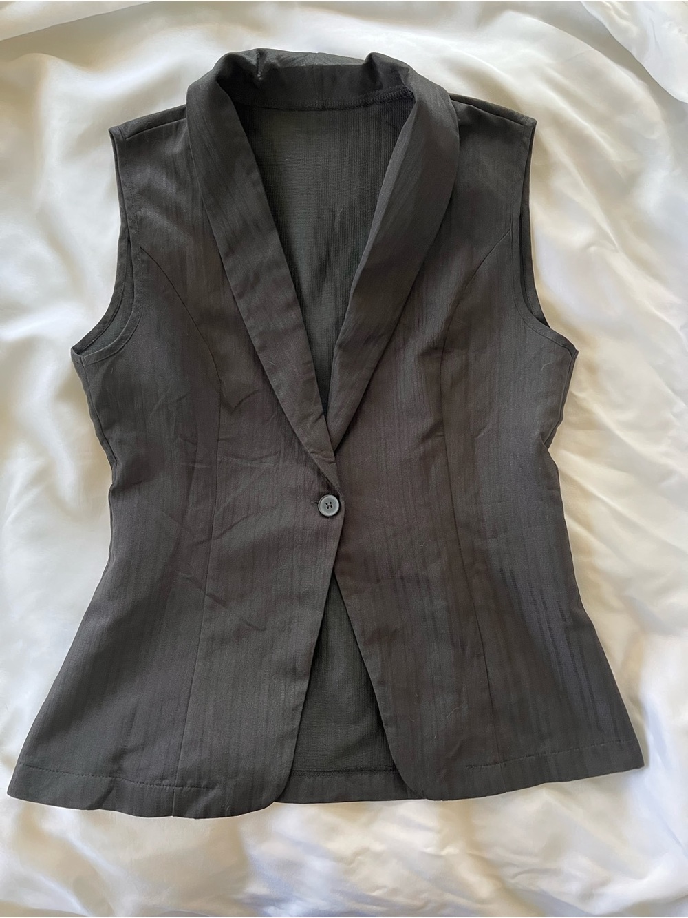 Sleeveless Black Tailored Blouse Vest
